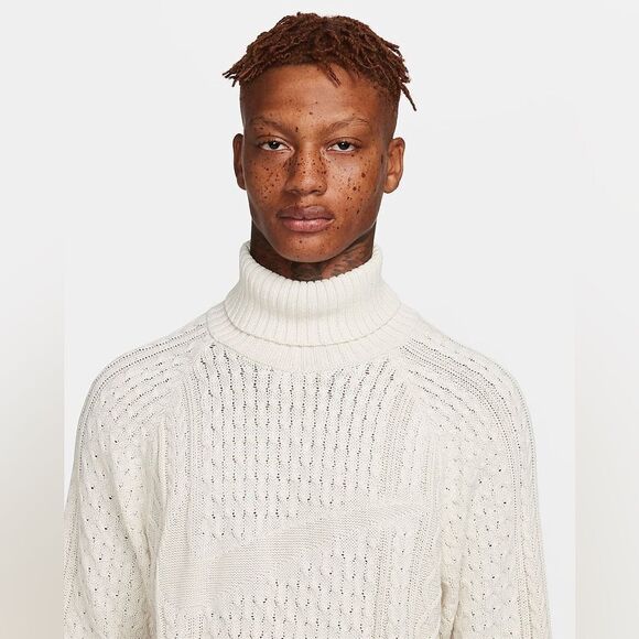 Nike Life Cable Knit Turtleneck Sweater Bone - Picture 2 of 8